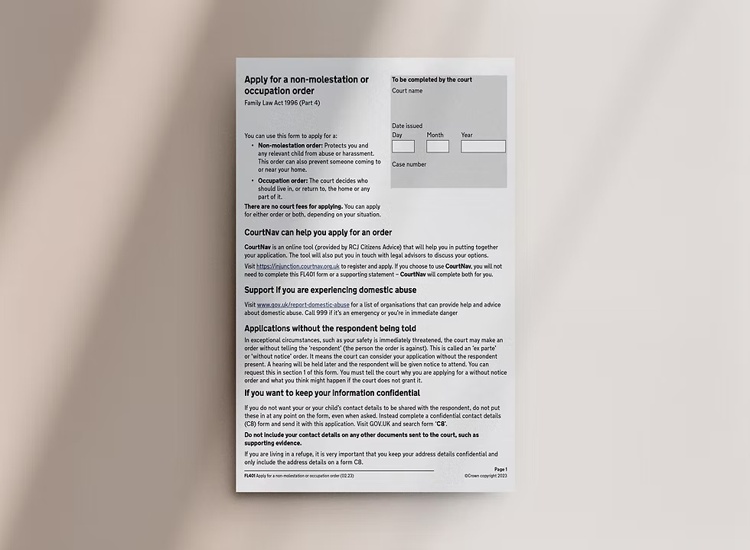 urgent family court application court form